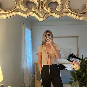 pink silky brandy melville crop